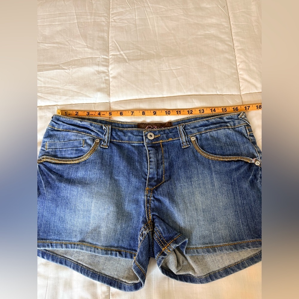 Vintage Y2K 90’s C Pink denim shorts faux suede pockets western cowgirl jr 13 - Picture 9 of 10